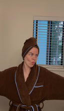 Hair Towel - Chocolate + Periwinkle